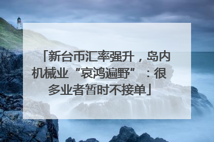 新台币汇率强升，岛内机械业“哀鸿遍野”：很多业者暂时不接单